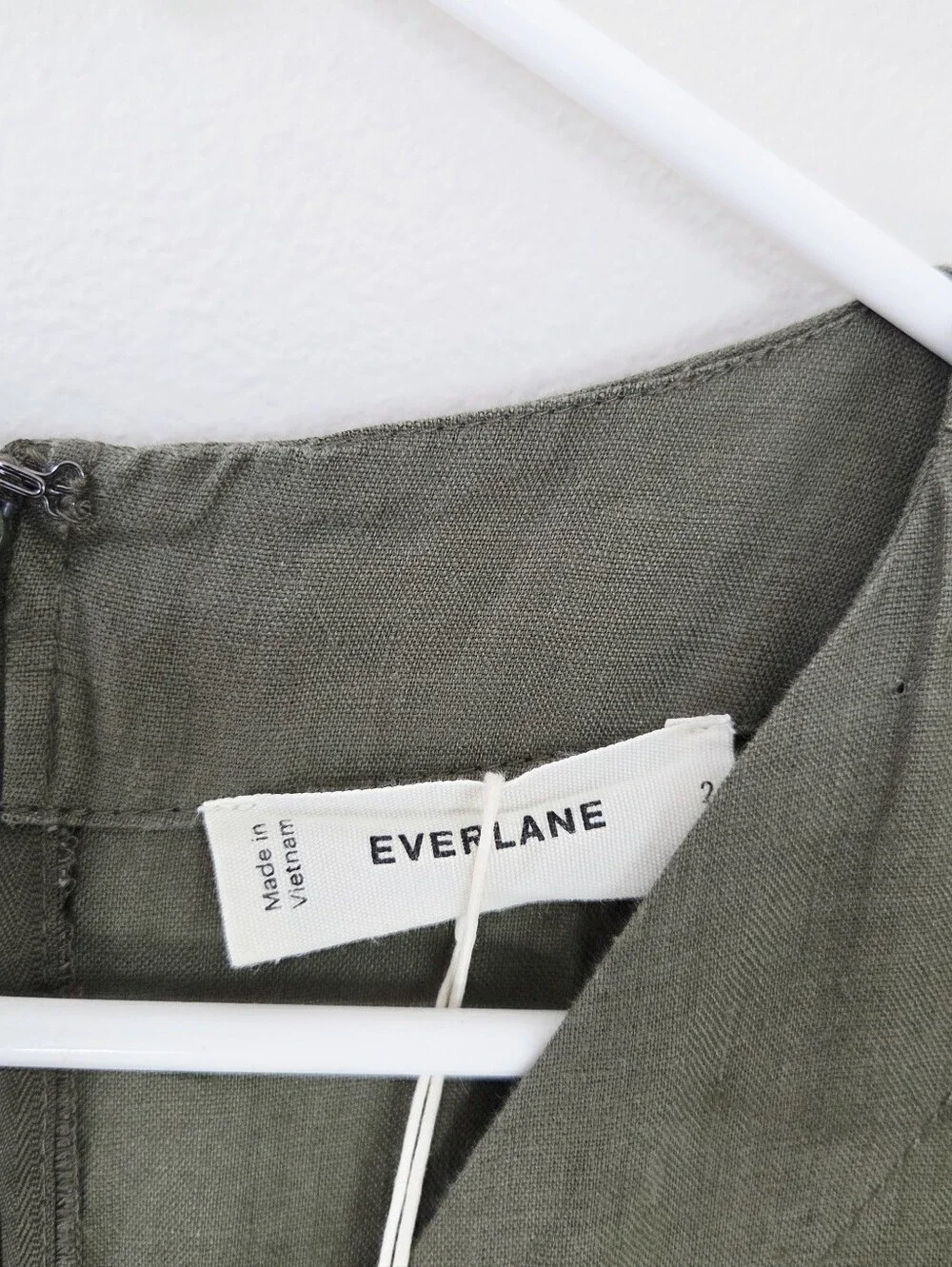 Everlane The Wrap Jumpsuit in Linen Kalamata Green Khaki Olive Size 2